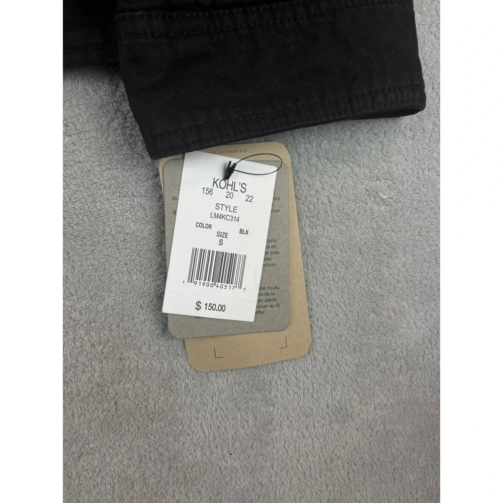 Levi's Co Mens Hooded Canvas Jacket Black Full Zip Snap Button‎ Small S NEW